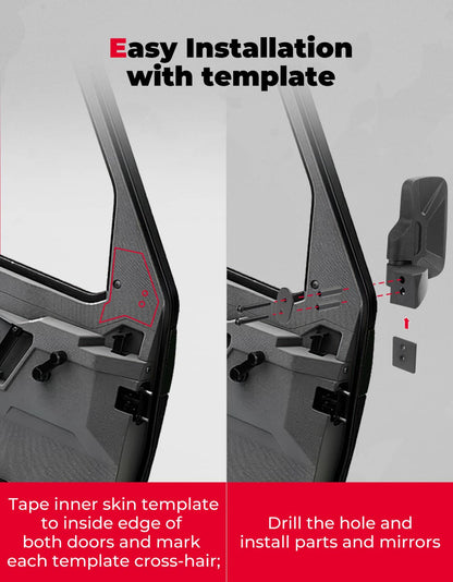 Solidspare For Polaris Ranger XP 1000 & Northstar Side View Mirrors Hard Door Mount 2889241