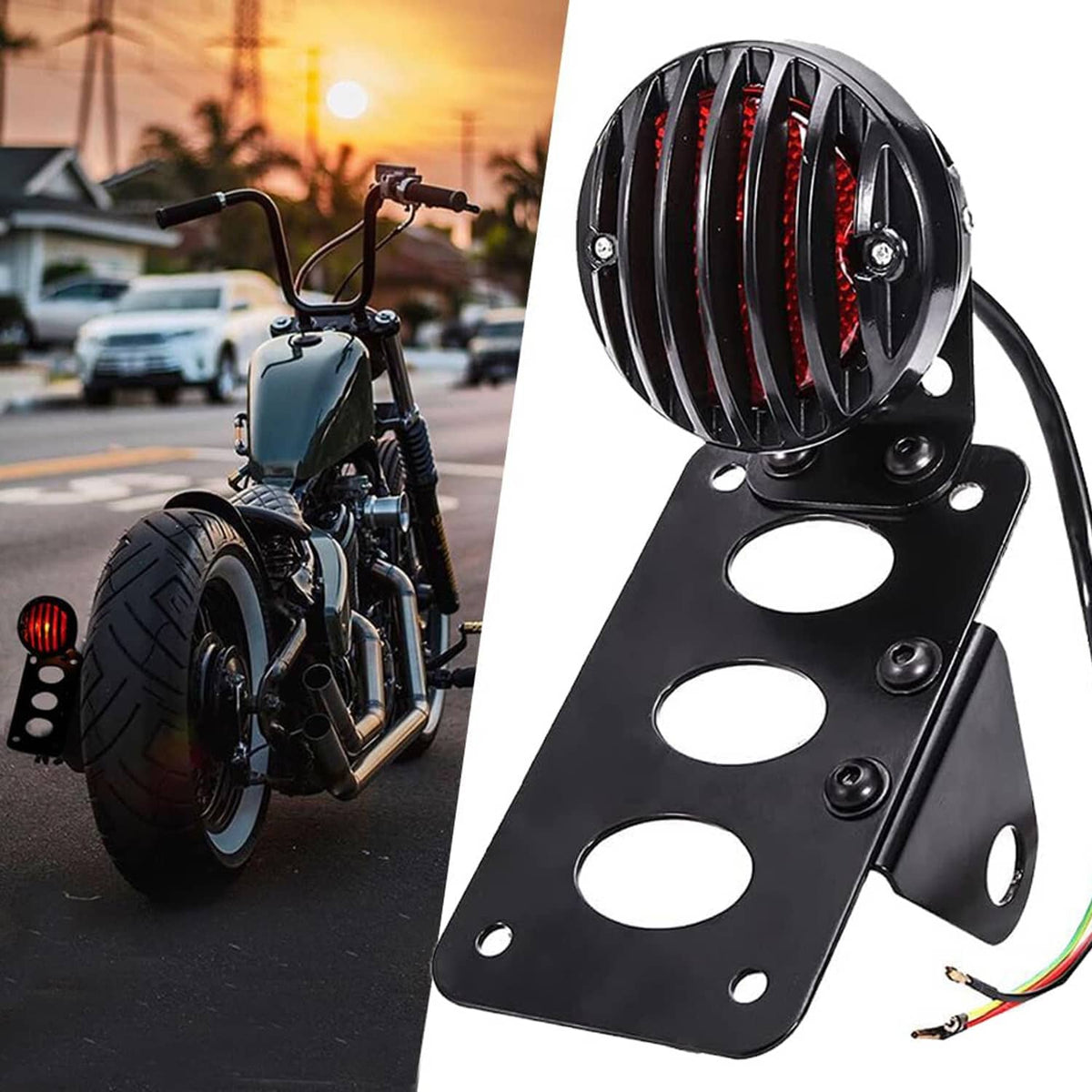 Solidspare Motorcycle LED Tail Brake Run Light Bracket For Harley Sportster Chopper Bobber