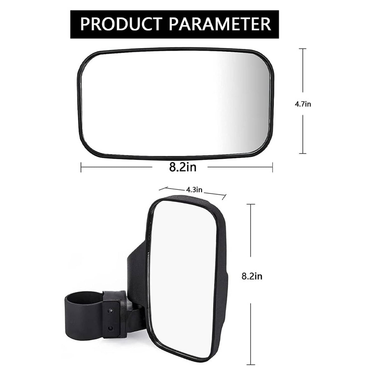 Solidspare UTV Side Mirrors & Center Mirror For 1.75" 2" Roll Bar Polaris RZR Can Am Kubota