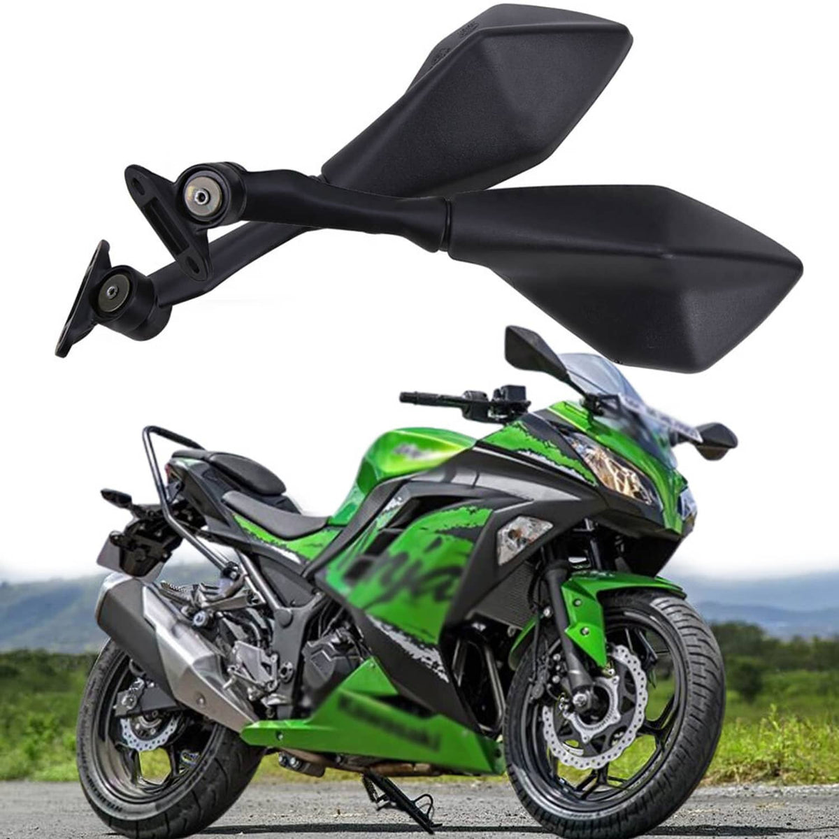 Solidspare For Kawasaki Ninja ZX6R 636 2011-2017 Left & Right Rearview Side Mirrors Black