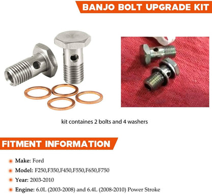 Solid Spare Fuel Banjo Bolt Ultra High Flow Upgrade Kit for Ford 6.0L & 6.4L Powerstroke
