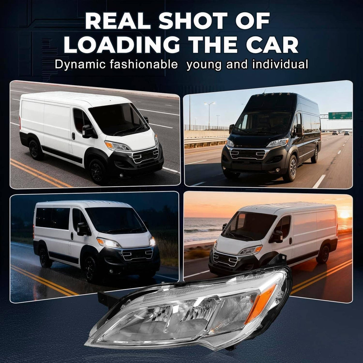 Solidspare Left+Right Side Headlight Halogen For 2023-2026 Dodge Ram Promaster 1500 2500