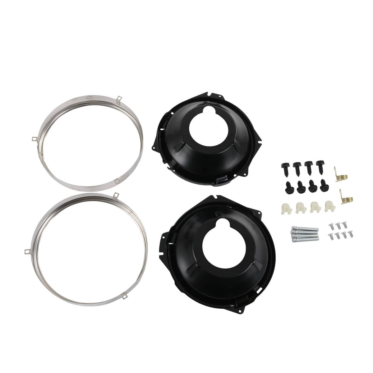 Solidspare Headlamp Retaining Ring Mounting Bucket Kit w/ hardware Camaro Nova rings 28pcs