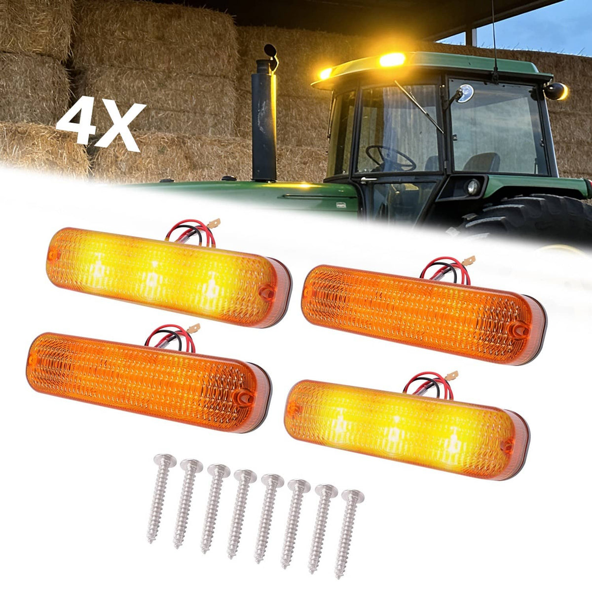 Solidspare 4 LED Amber Flashing Cab Lights For John Deere 30 Series 4030 4230 8450 #AR60250