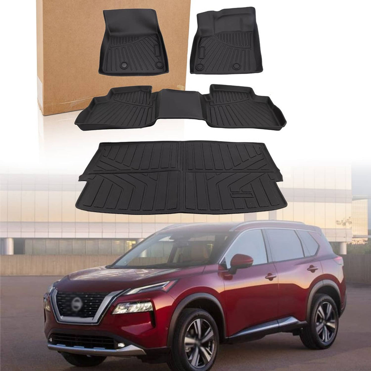 Solidspare All Weather Floor Mats & Cargo Liner Fit For Nissan Rogue 2021-2025 TPE Rubber