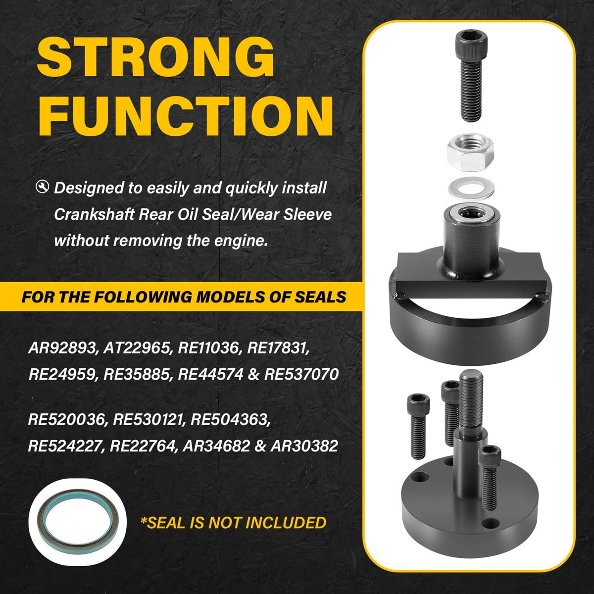 Solidspare JT30040B Rear Main Seal Installer fit for JD 202 219 239 329 359 414 Engines