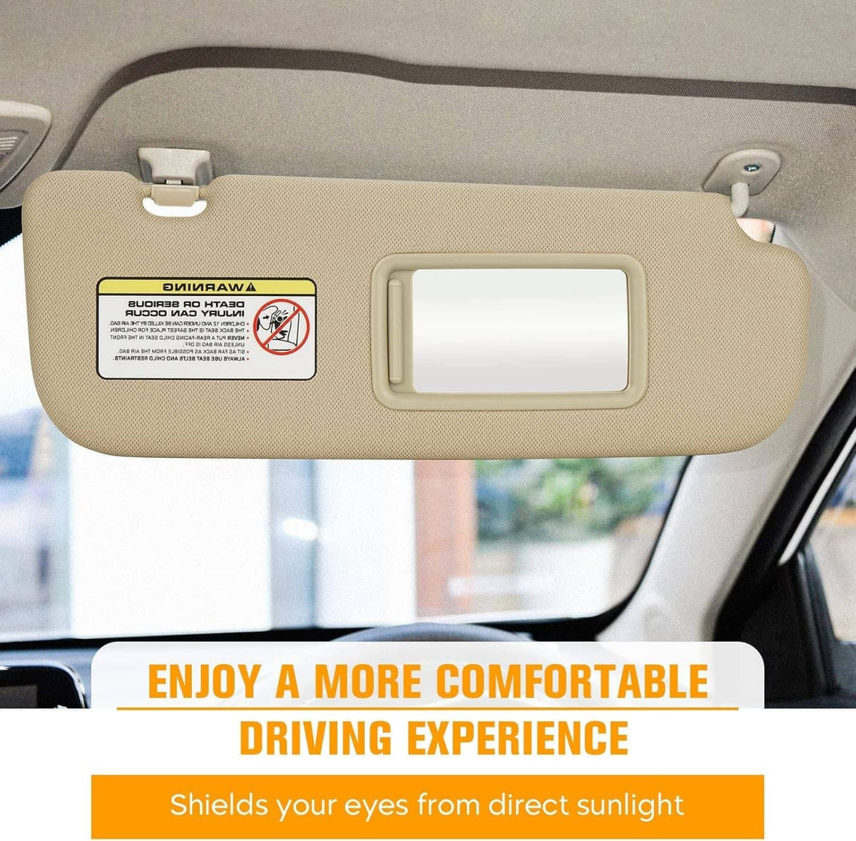 Solidspare Right/Passenger Side Sun Visor for 2011-2015 Hyundai Elantra 852103X000TX Beige
