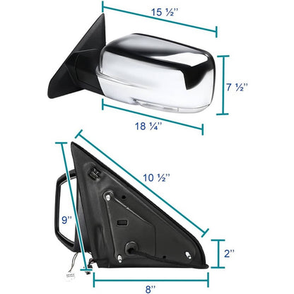 Solidspare Driver/Left Side Mirror Sliver Cover Power Folding Signal For 2013-2018 Ram 1500