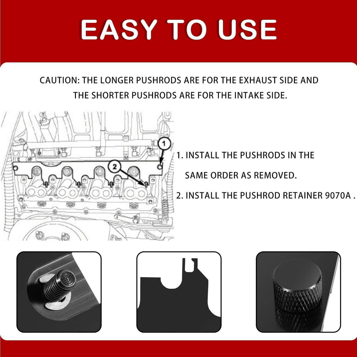 Solid Spare 9070A Push Rod Retainer Be Used for Chrysler Dodge Jeep -5.7 Liter Hemi Engines