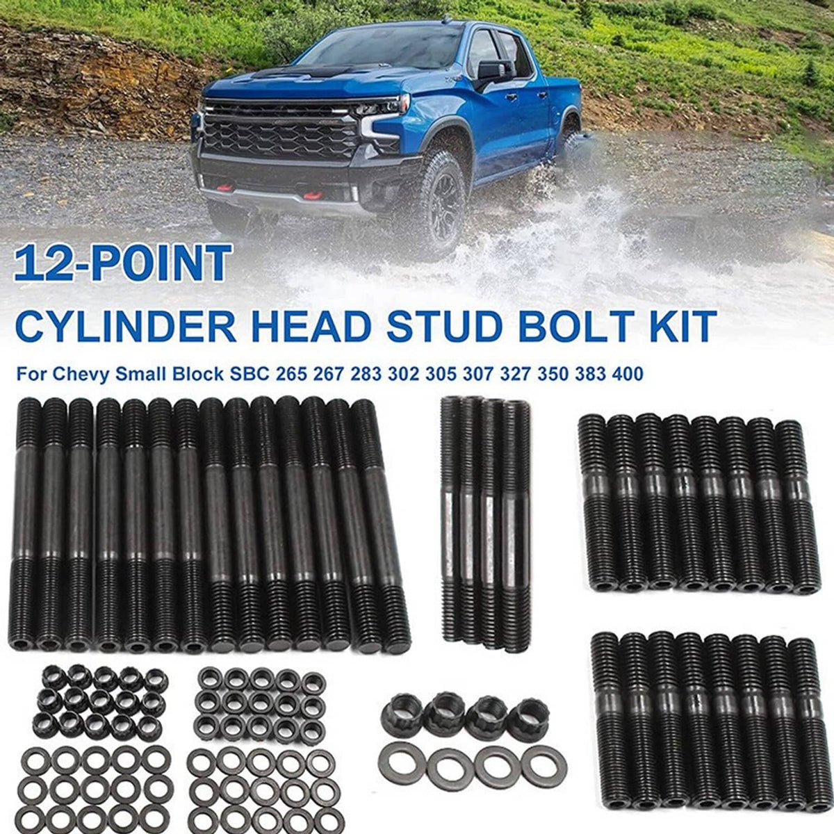 Solidspare PCE279.1001 Cylinder Head Stud Kit For Small Block Chevy SBC 265 267 283 302 350