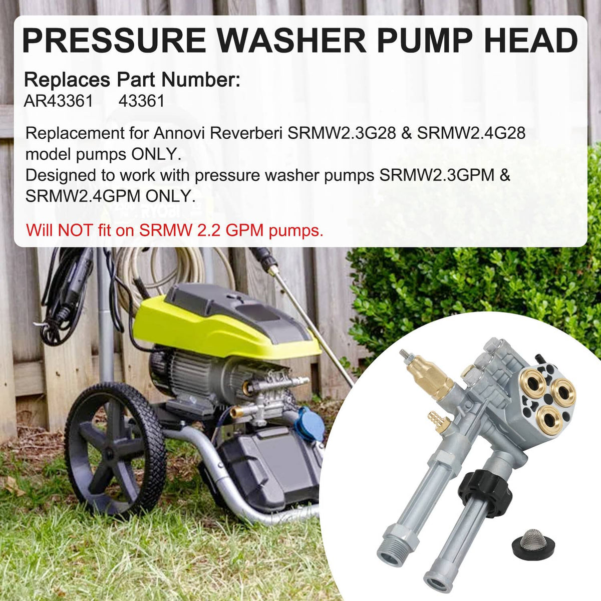 Solidspare Complete Pump Head W/ Unloader 2800 PSI for SRMW2.3G28 & SRMW2.4G28 Model Pumps