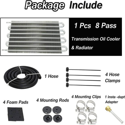 Solidspare 8 Rows Universal Aluminum Remote Transmission Oil Cooler Radiator Converter Kits