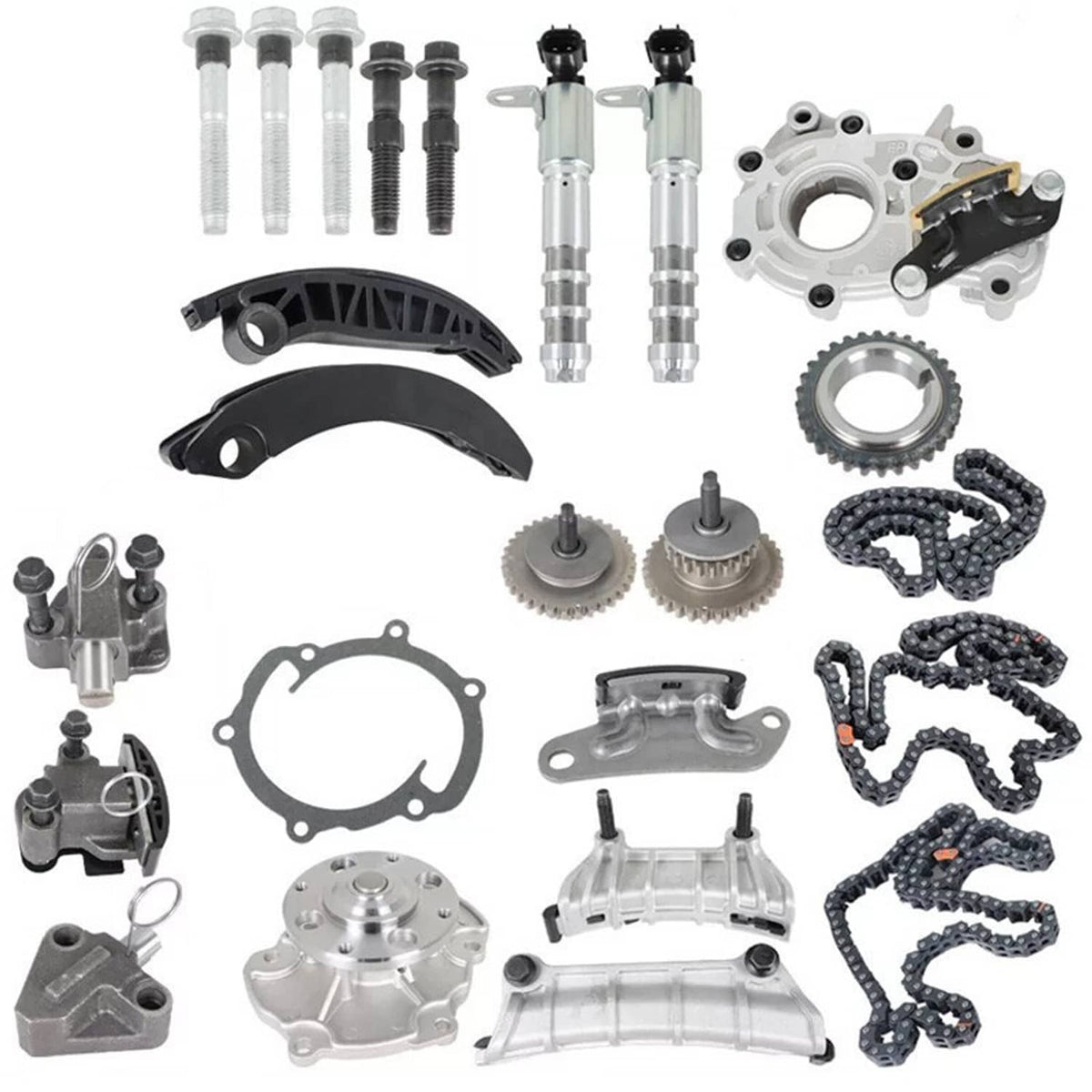 Solidspare Timing Chain Kit Oil Pump Water Pump VTC Solenoid For 2007-2016 Cadillac Suzuki