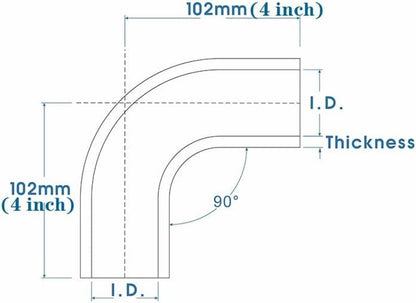 Solidspare Black Silicone Hose Elbow Coupler Joiner Pipe 2.5" to 2.5" 90° Degree Leg 102mm