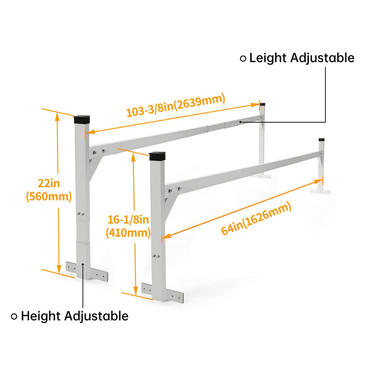 Solidspare Adjustable Roof Mount Ladder Rack Bracket 400 lbs For Universal Trailer 4'-8.5'