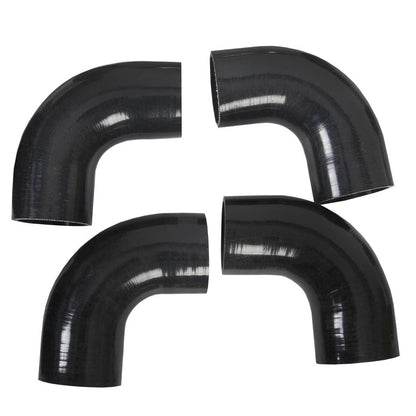 Solidspare 3" Turbo Intercooler Elbow Pipe Kit w/Silicone Hose & Clamp Universal Aluminum