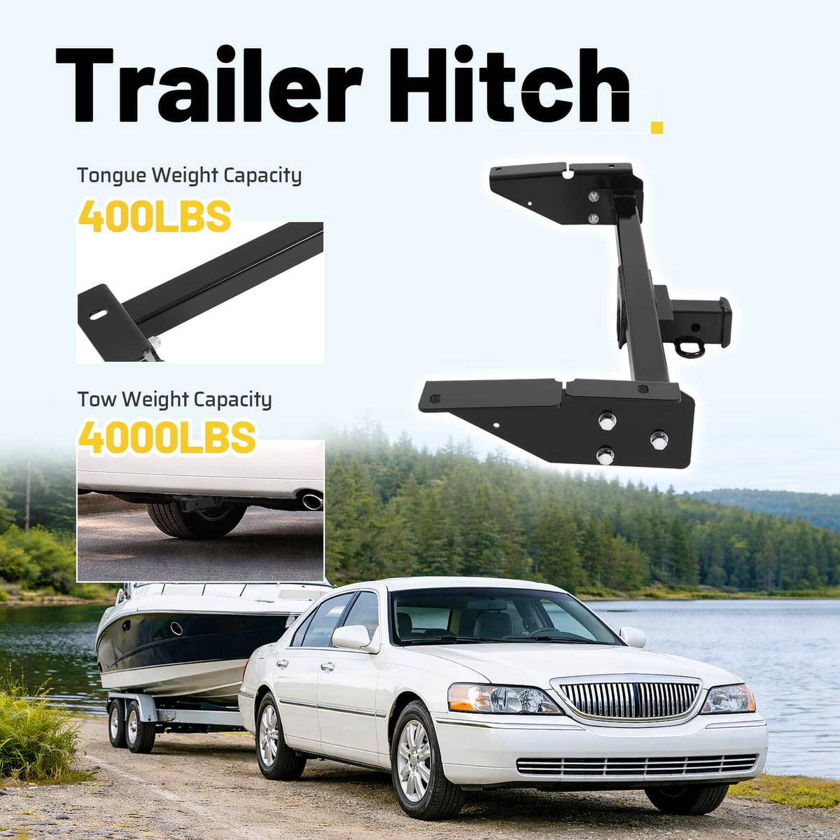 Solid Spare For Grand Marquis/Crown Victoria/Marauder/Town Car 79-11 Class3 Trailer Hitch 2"
