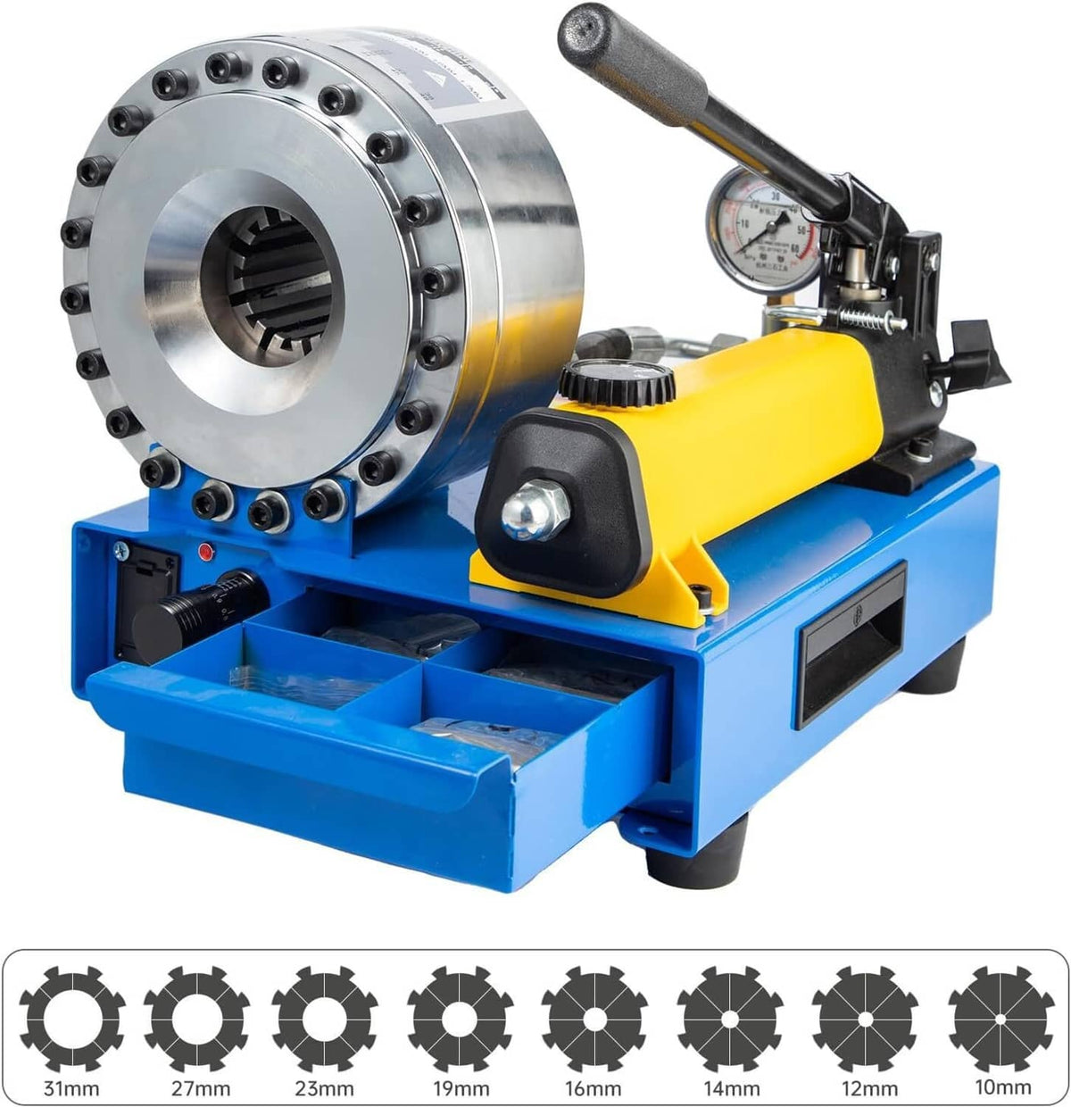 Solidspare New 5600KN Hydraulic Hose Crimper Pipe Clamping Machine w/ 8 Sets Dies 10mm-30m