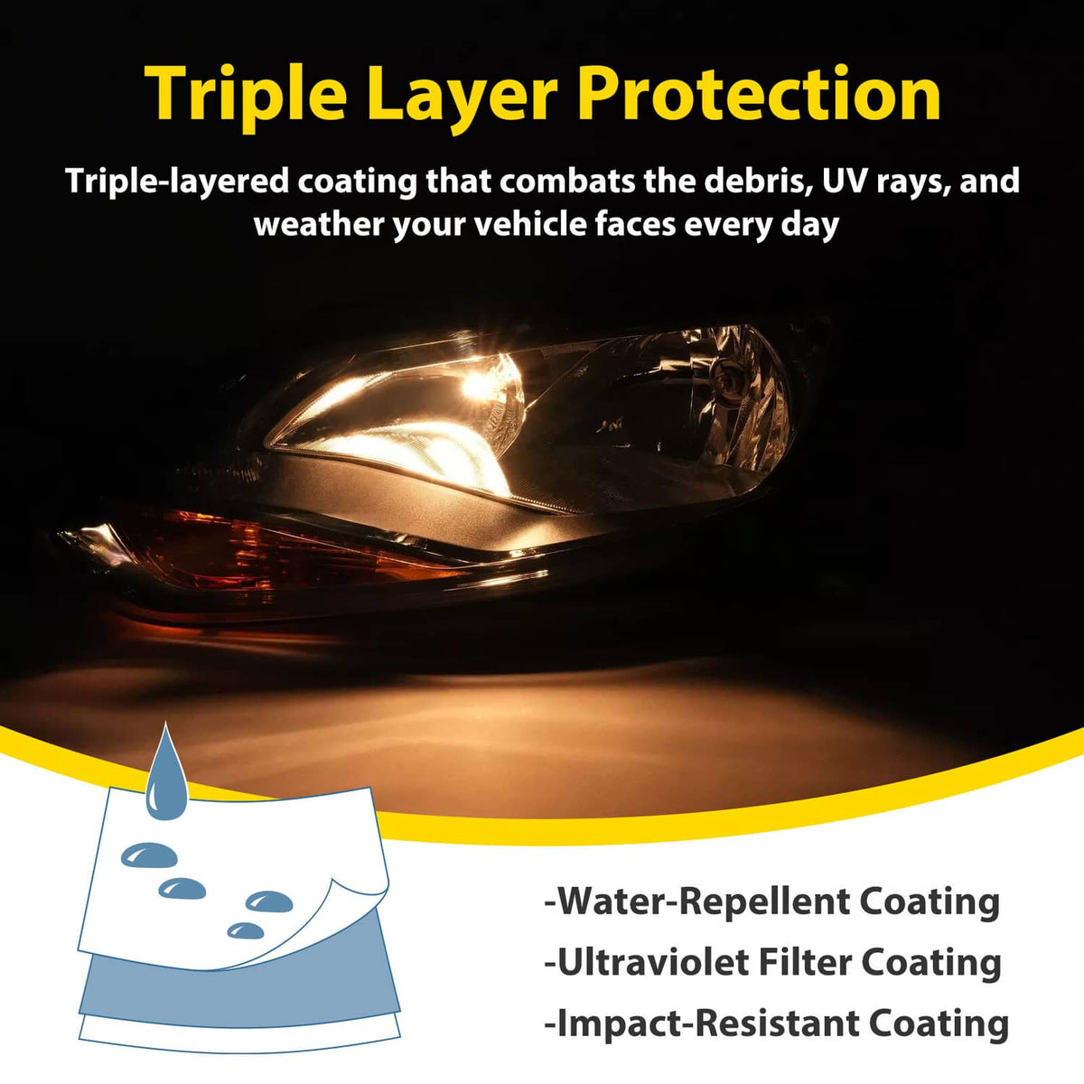 Solid Spare Black Left Driver Side Headlights Clear Lens Halogen Fits Ford Focus 2012-2014