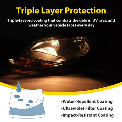 Solid Spare Black Left Driver Side Headlights Clear Lens Halogen Fits Ford Focus 2012-2014