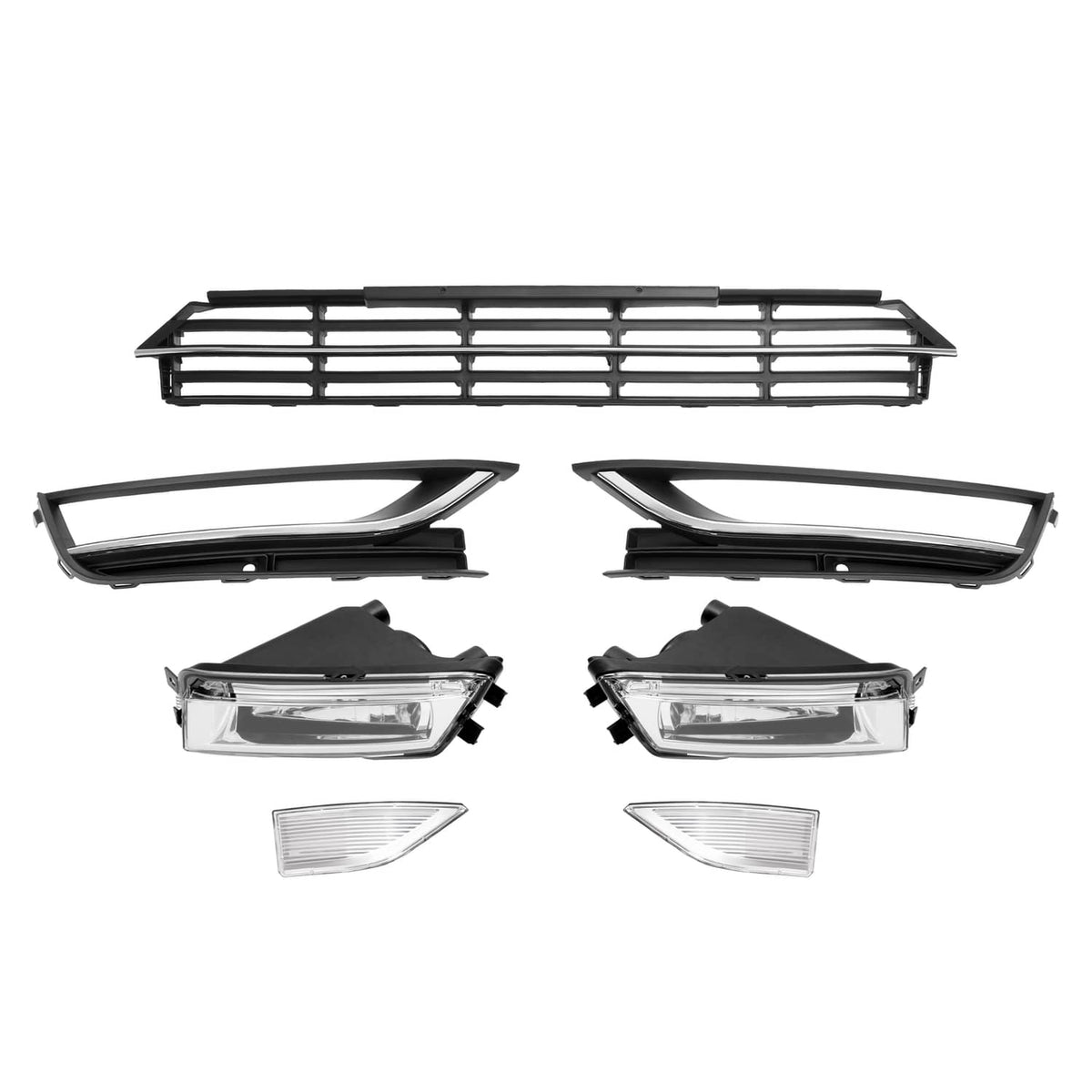 Solid Spare For VW Passat 2012-2015 Front Bumper Fog Lights Corner Lamp & Lower Grille 7PC