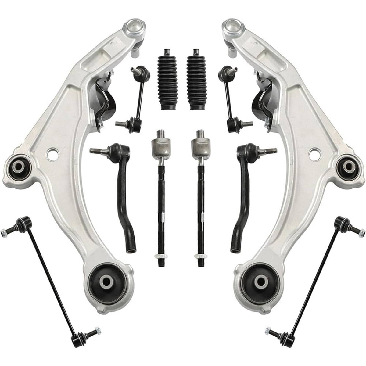 Solidspare 12Pcs Front Lower Control Arm Tie Rod Sway Bar Kit For 2009-2014 Nissan Maxima
