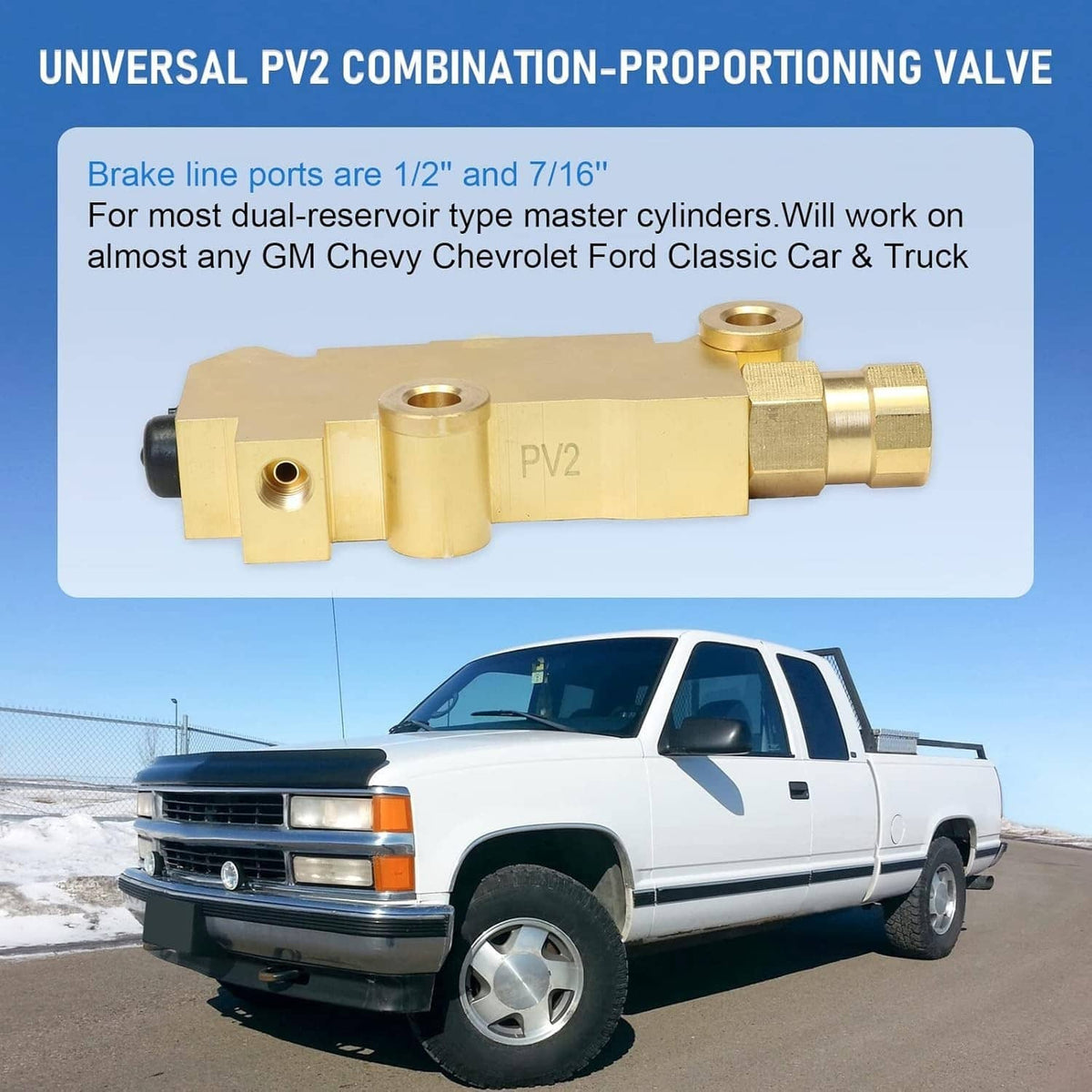 Solidspare Brass Truck Disc/Drum Brake Brass Proportioning Valve For Chevrolet C10 C20 C30