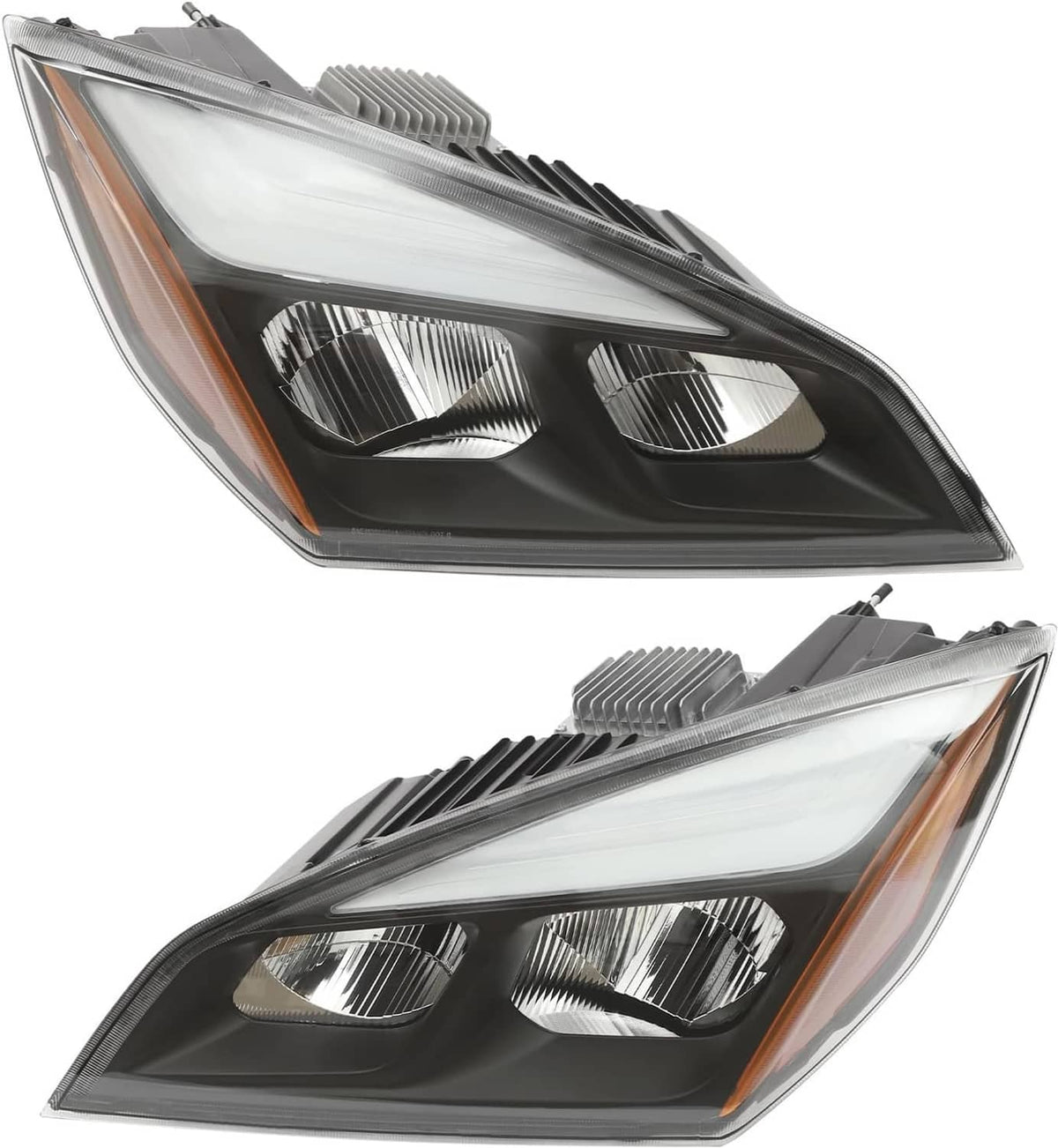 Solidspare Pair New Full LED Headlights Headlamps For 2018-2022 Freightliner Cascadia Black