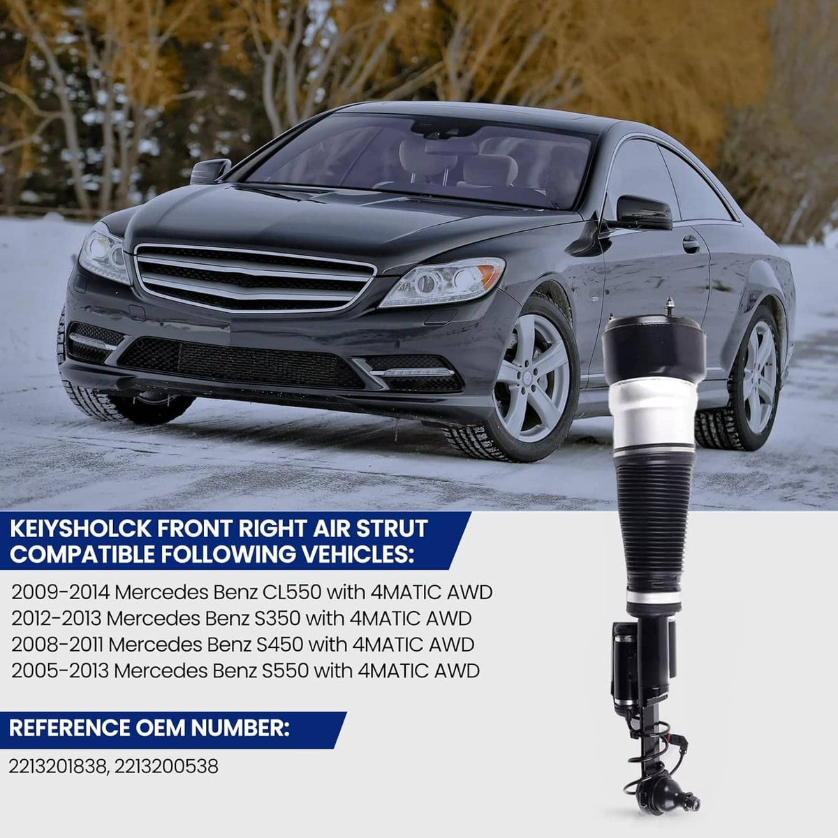 Solidspare Right Front Air Suspension Strut For 4Matic Mercedes W221 S500 S550 CL500 CL550