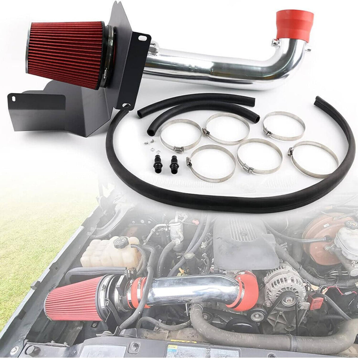 Solidspare Cold Air Intake System w/ Filter Shield for 2014-2018 Chevy GMC 1500 5.3L 6.2L