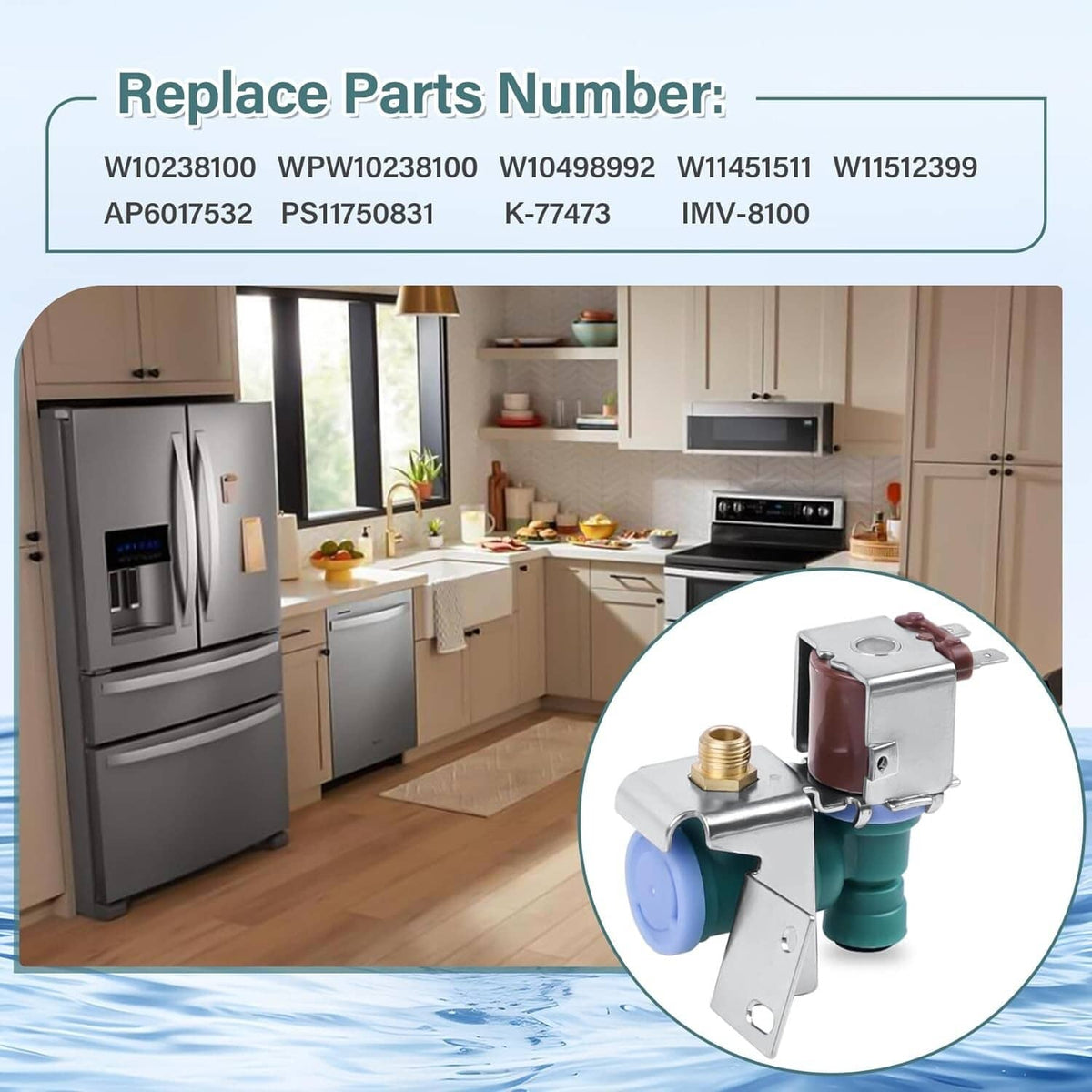 Solid Spare W10238100 20W 60Hz AC120V Refrigerator Water Inlet Valve Fit For Whirlpool