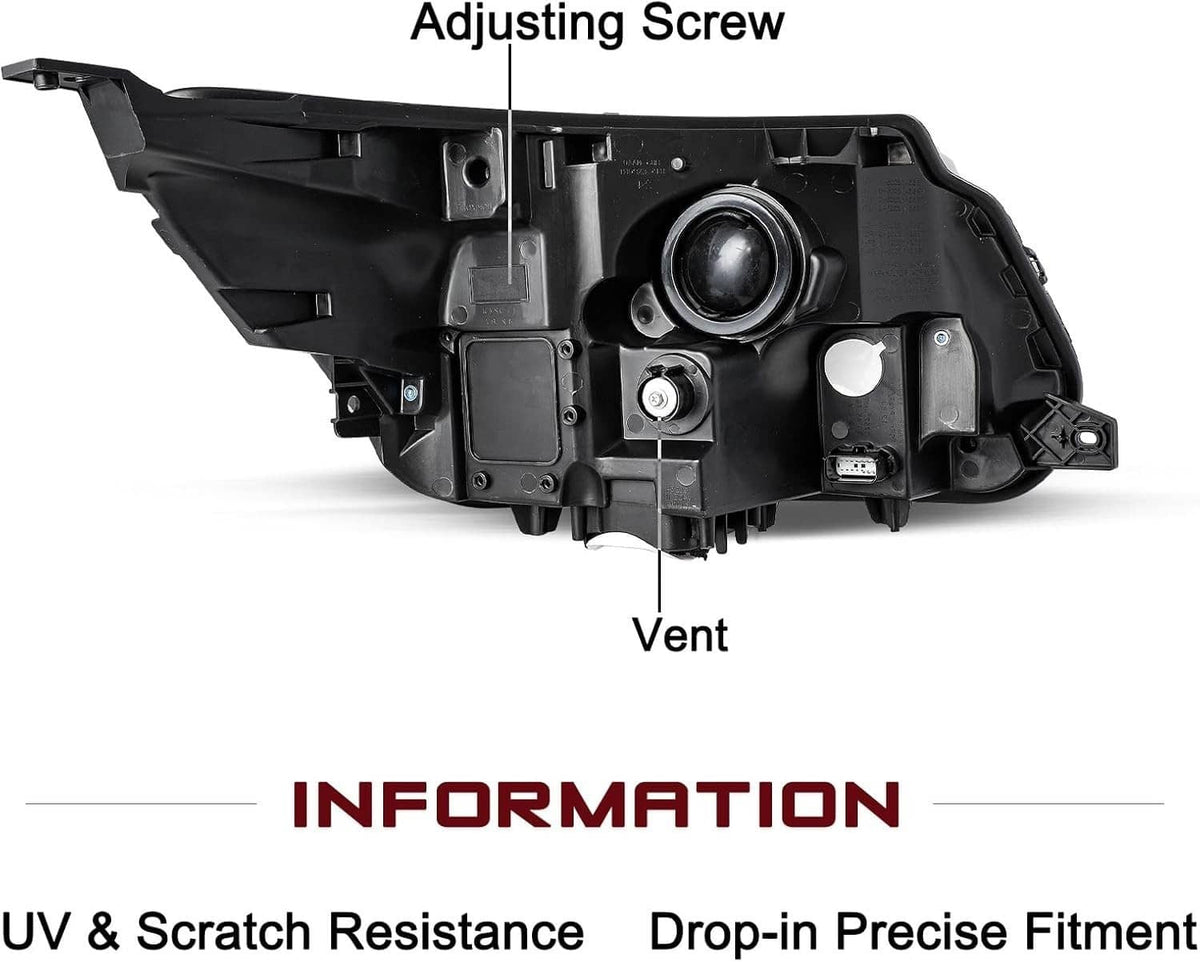 Solidspare Left & Right Side Headlights Assembly w/LED DRL For 2016-2019 Ford Explorer New