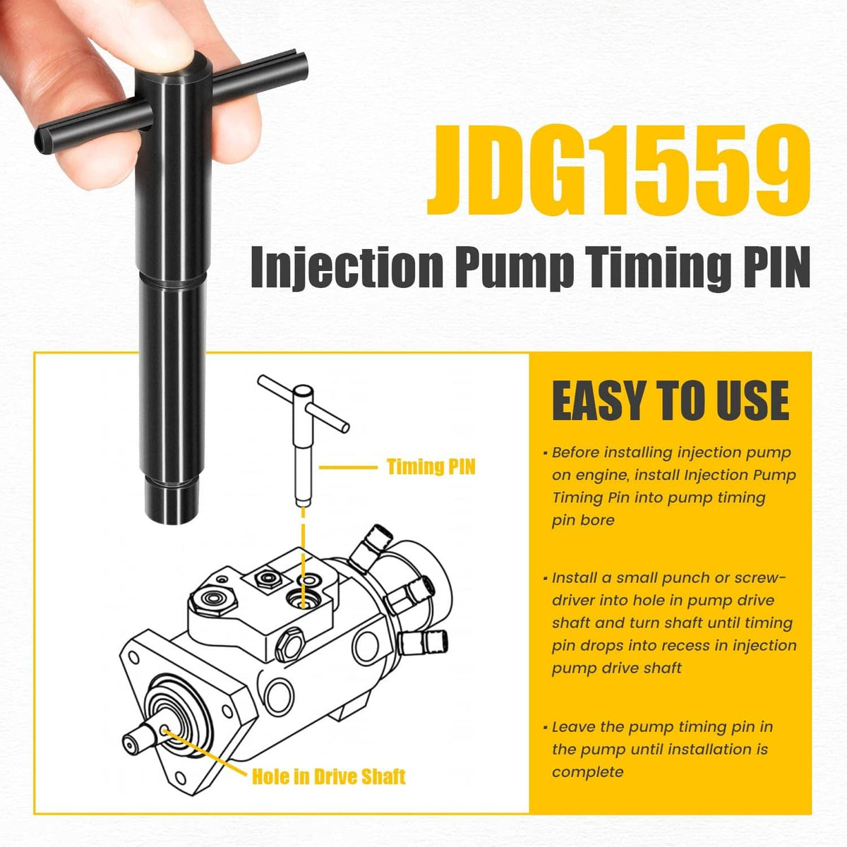 Solidspare JDG1559 Injection Pump Timing PIN, fit for John Deere Replace for JDG1559 40610