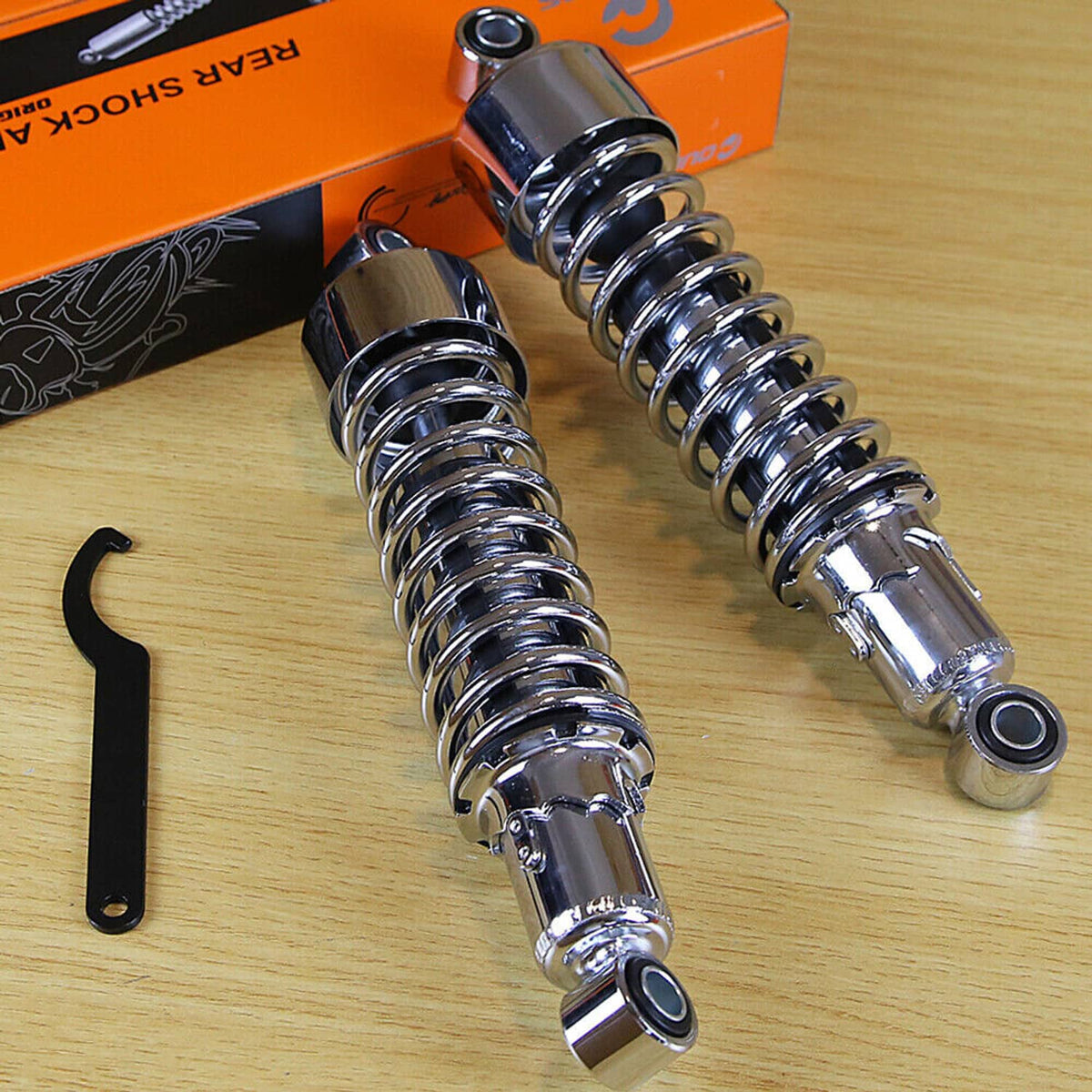 Solidspare Chrome 11.75" Rear Shocks For 1998-2019 Harley Road King Classic FLHRC Sportster