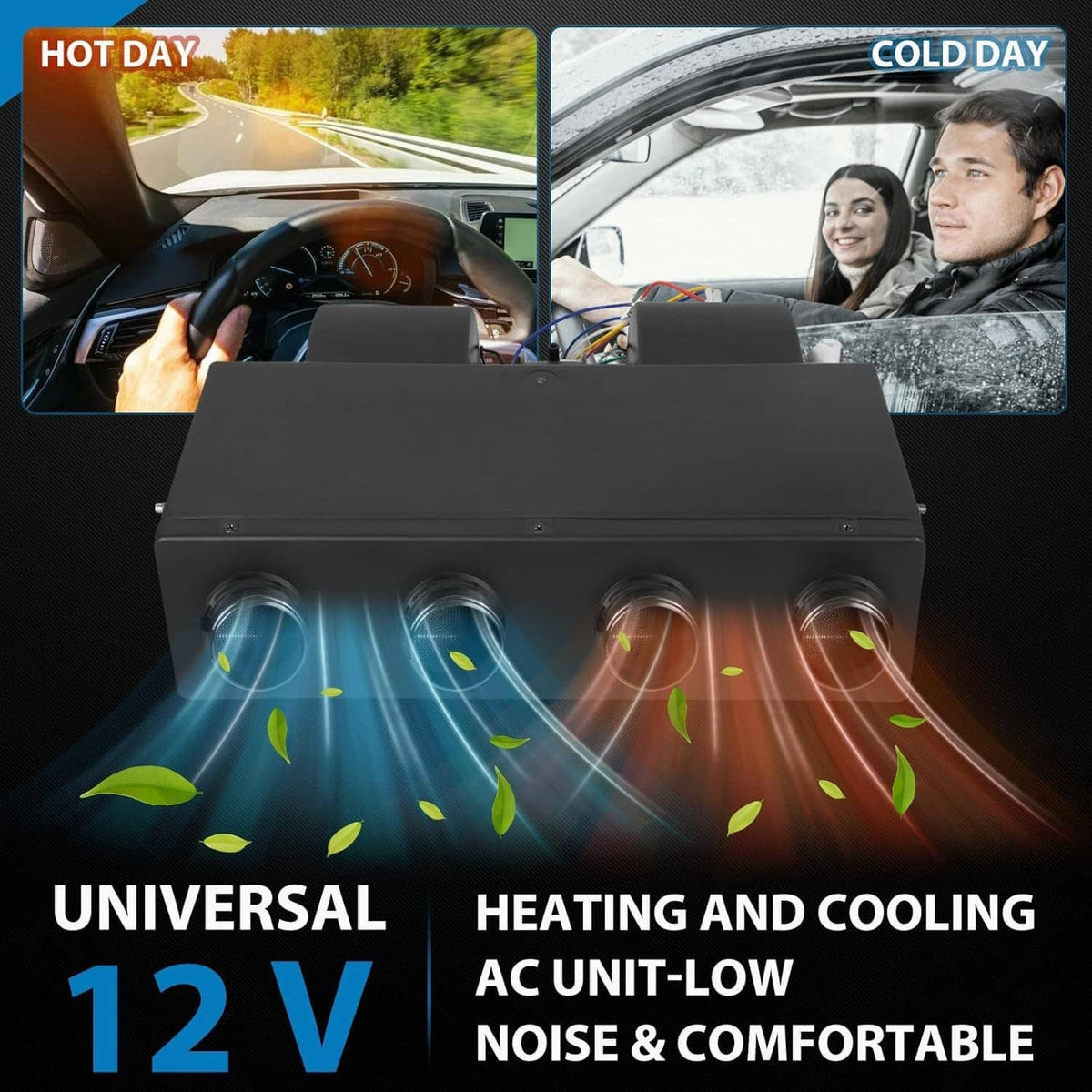 Solidspare 12V Electric Cool & Heat Universal Underdash Air Conditioner DC Auto Car A/C 63A