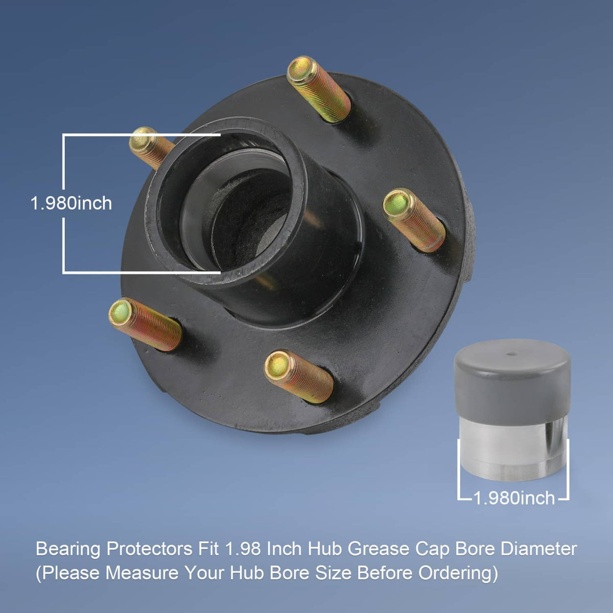 Solidspare Bearing Protectors Grease Wheel Hub 1.98 w/ Bras Fit Trailer Boat x2