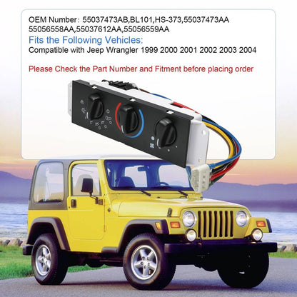 Solidspare A/C Heater Control Panel Switch For Jeep Wrangler TJ 1999-2004 Blower 55037473AB