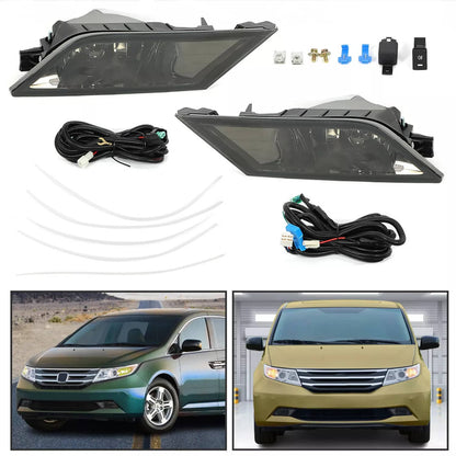 Solid Spare Fits 2011-2013 Honda Odyssey Smoke Bumper Lamps Driving Fog Lights+Switch Pair