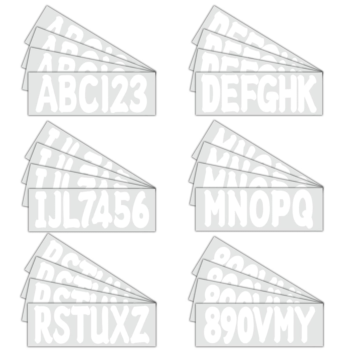 Solid Spare 4 Sets of 3" Marine Boat White Sticker Decal A-Z Letters and 0-9 Numbers