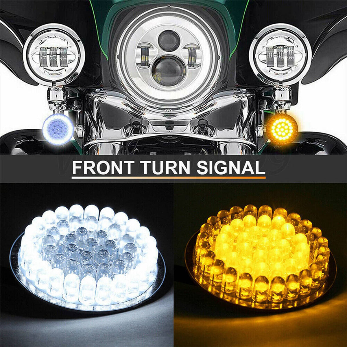 Solidspare Front 2" Led Turn Signal Light 1157 Bulb For Harley Touring Road Glide Limited