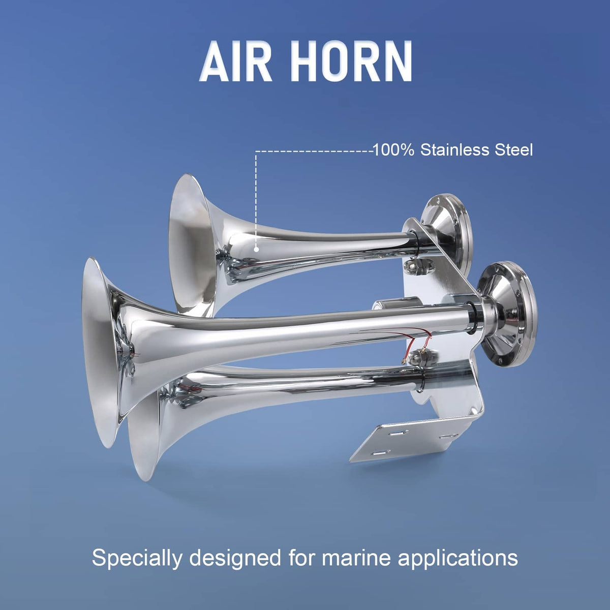 Solidspare Train Air Horn 3T Biggest 152DB Truck triple Large Huge Super Loud Sound 12V/24V