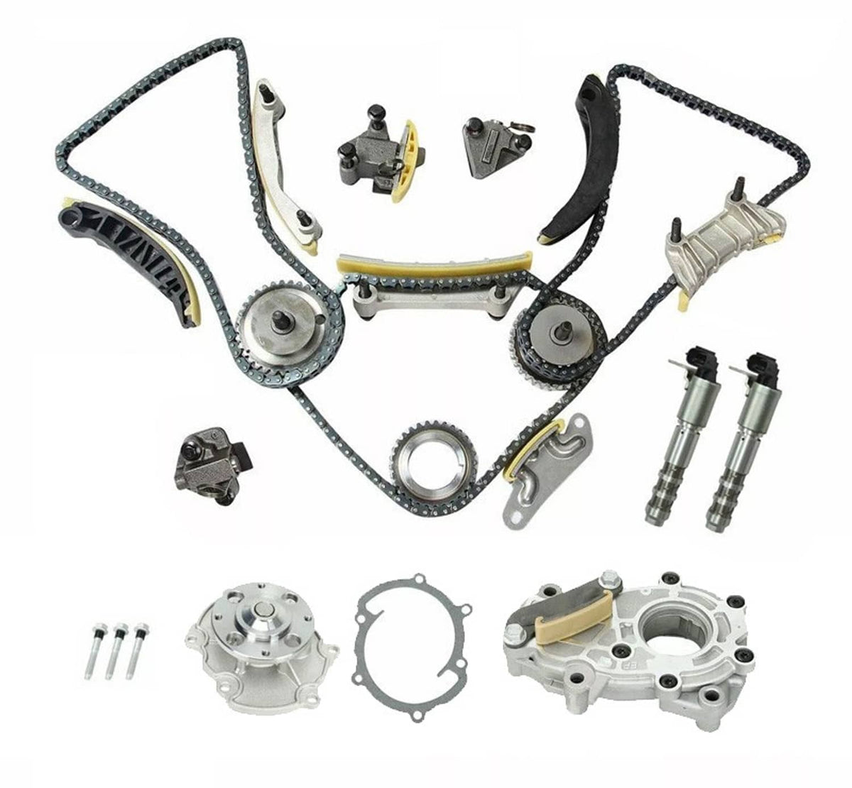 Solidspare Timing Chain Kit Oil Pump Water Pump VTC Solenoid For 07-16 Cadillac Suzuki 3.6L
