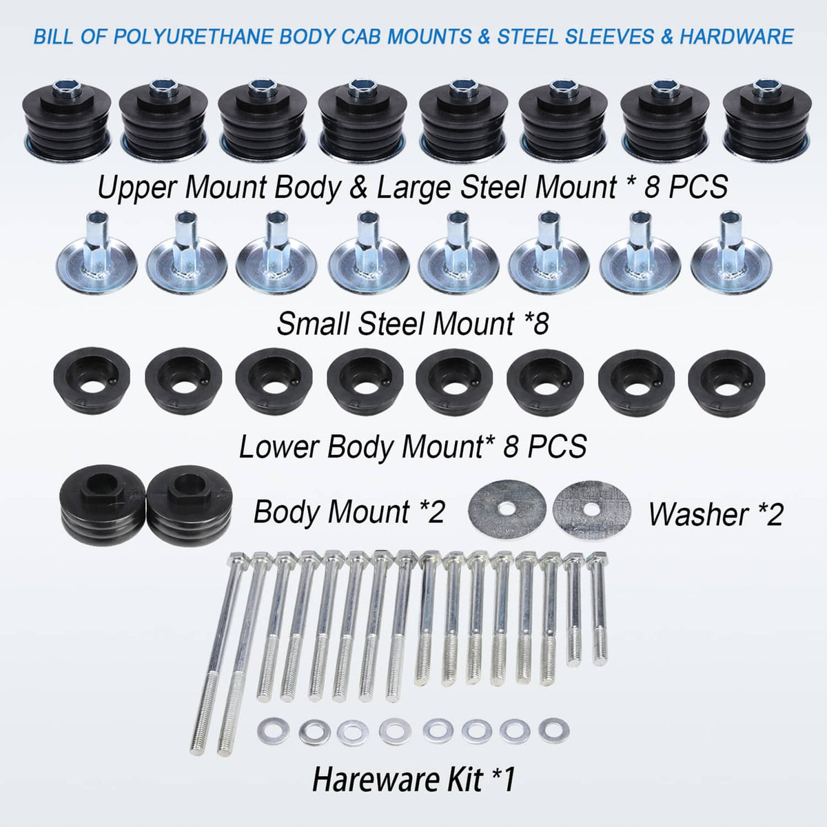 Solidspare Body Cab Mount Kit For 2008-2016 Ford F350 F250 Super Duty KF04060BK NEW