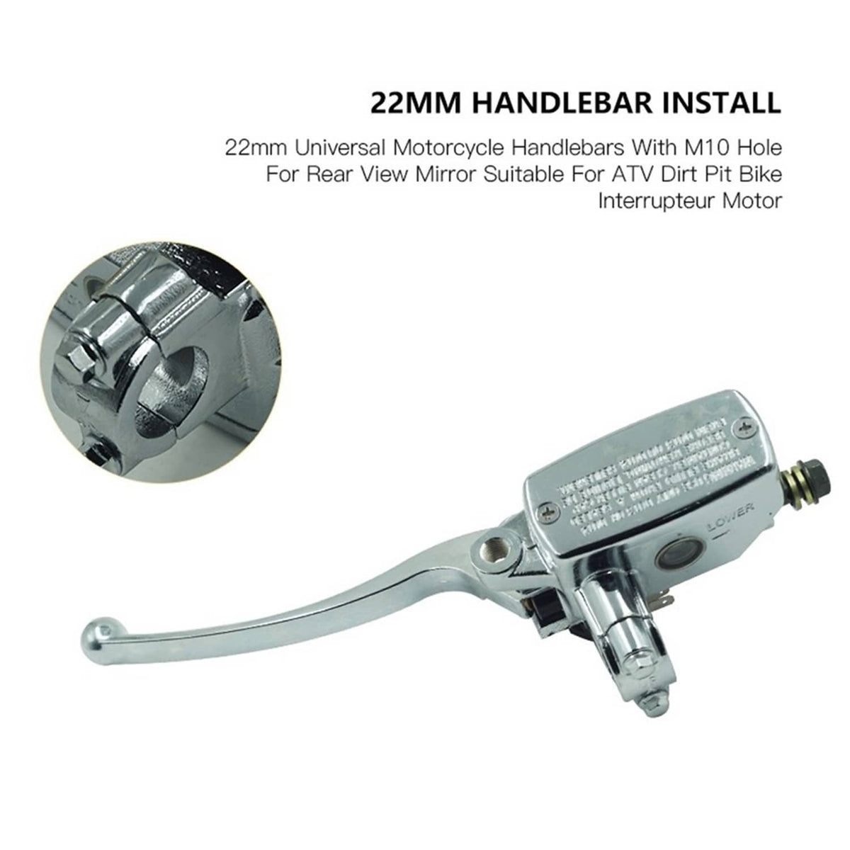Solidspare 7/8" Left Motorcycle Handlebar Hydraulic Brake Master Cylinder Lever Chrome