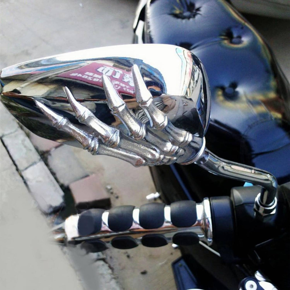 Solidspare Universal Bicycle Mirror Bike Rear View Side Mirrors 8mm 10mm Skull Hand Style