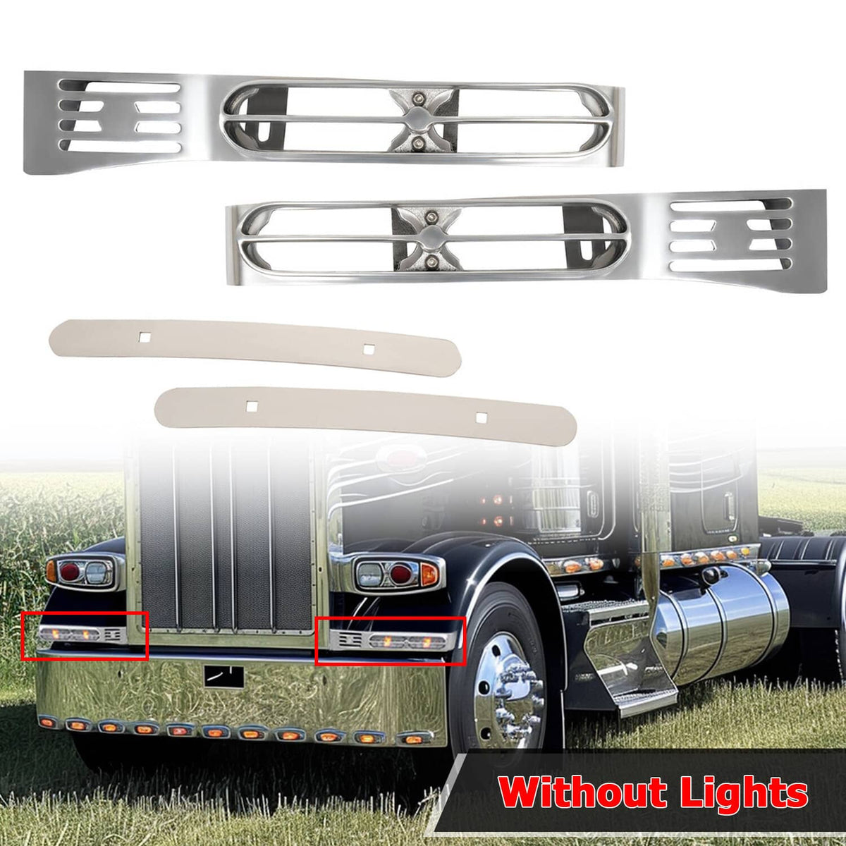 Solid Spare Fits Peterbilt 389 388 Silver Front Fender Light Bracket Double JJ Blinker Bar