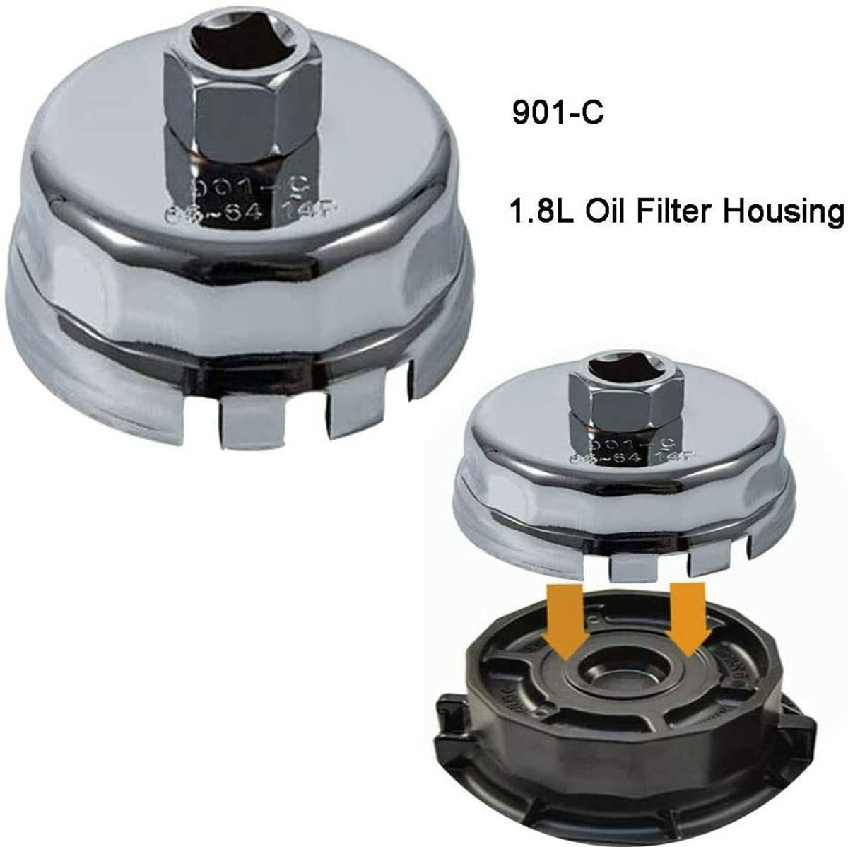 Solid Spare 64mm 14 Flute Oil Filter Wrench Cap Removal Tool for Toyota, Lexus, Scion 1.8L