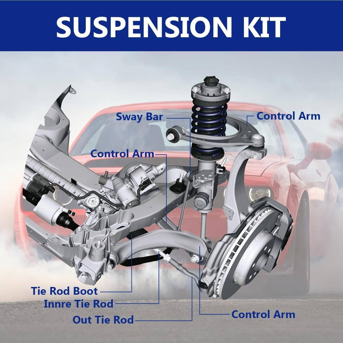 Solidspare 16Pcs Suspension Front Control Arm Kit for 2011-19 Dodge Charger Challenger 300