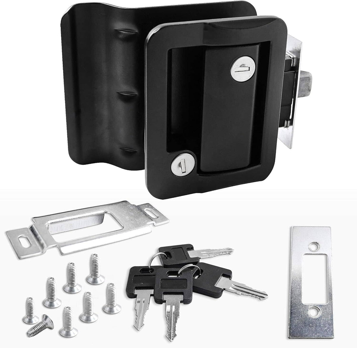 Solidspare RV Paddle Entry Door Lock Latch Handle Knob Deadbolt NEW Camper Trailer Black