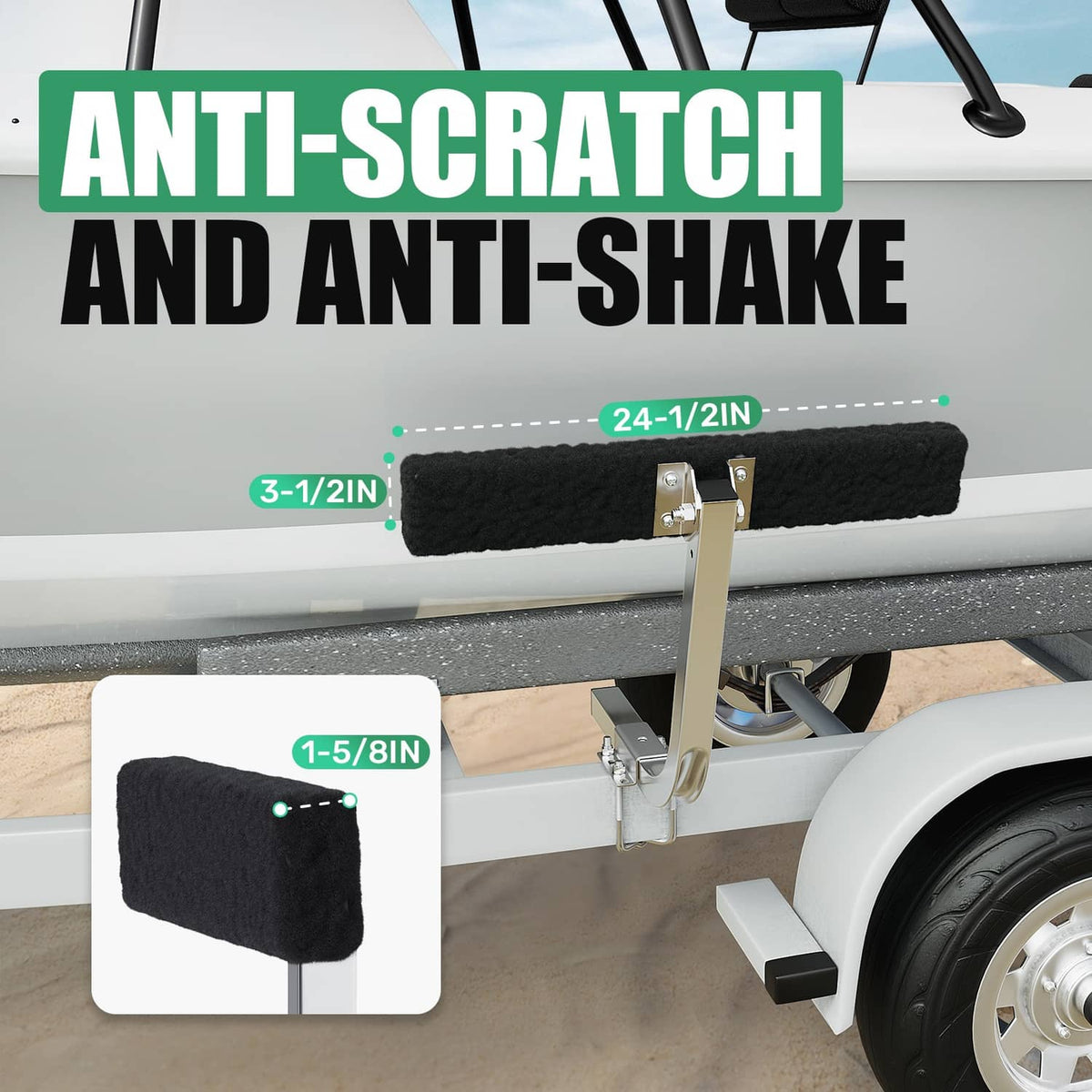 Solidspare 2 Side Boat Trailer Bunk Board Guide-On 75 degree 24" Carpeted Guides w/Hardware
